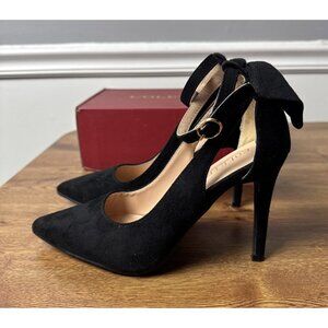 COLETER Womens Bow Knot High Heels Pointed Toe Stiletto Ankle Strap D'Orsay Sz 6